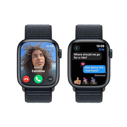 Apple Watch Series 9 [GPS 41mm] Smartwatch with Midnight Aluminum Case with Midnight Sport Loop. Fitness Tracker, Blood Oxygen & ECG Apps, Always-On Retina Display, Carbon Neutral