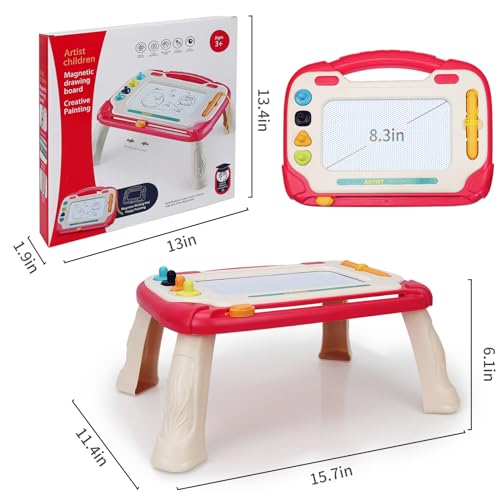 LZZAPJ Magnetic Drawing Board for Kids,Toys for 2 Year Old Girl,Doodle Board Writing Tablet for Toddlers 1-3, Toddler Travel Learning Toys, First Birthday Christmas Gifts for Girls(Red)