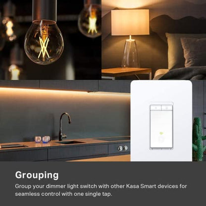 Kasa Smart Dimmer Switch HS220P3, Single Pole, Needs Neutral Wire, 2.4GHz Wi-Fi Light Switch Works with Alexa and Google Home, UL Certified,, No Hub Required, 3-Pack