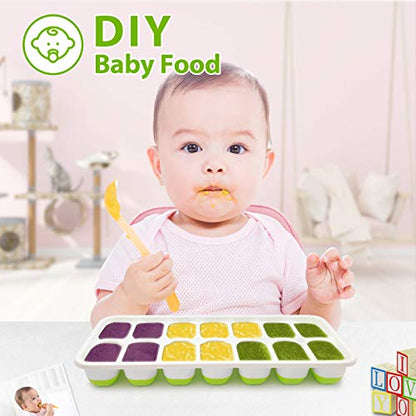 DOQAUS Ice Cube Trays 4 Pack, Easy-Release 56 pcs Ice Cubes Maker with Spill-Resistant Removable Lid, LFGB Certified and BPA Free, Stackable Flexible Silicone Ice Tray for Baby Food, Cocktail, Coffee