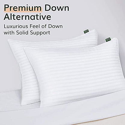 Fern and Willow Pillows for Sleeping - Set of 2 Queen Size Down Alternative Pillow Set w/Luxury Plush Cooling Gel for Side, Back & Stomach Sleepers