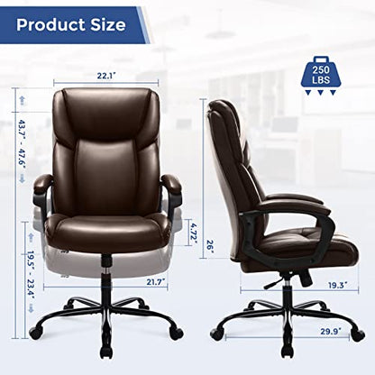 ZUNMOS PU Leather Office Chair, Brown