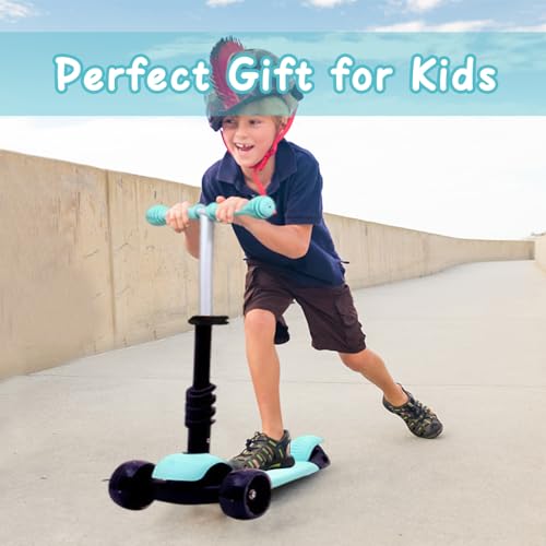 Kids Scooter,Toddler Scooter for Kids 3 Years Old,Adjustable Height and Removable Seat,with 3 LED Wheel Outdoor Activities Birthday Gift for Baby Toddler Boy Girl (Green)