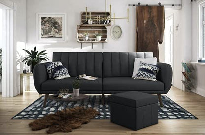 Novogratz Brittany Sofa Futon - Premium Upholstery and Wooden Legs - Dark Gray