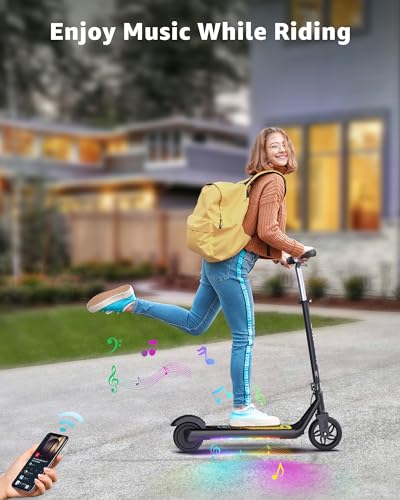 Gyroor H30 Max Electric Scooter for Kids Ages 8-12, 150W Powerful Motor, Bluetooth Music, Dual Brake System, Adjustable Height and Speed, Best Gifts for Kids