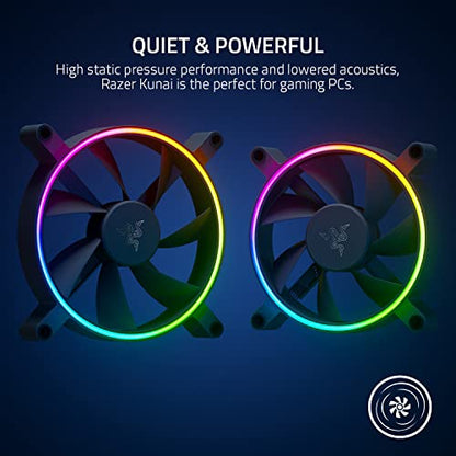 Razer Kunai Hydraulic 140MM aRGB PC Fan: Quiet, Powerful aRGB Fan - PWM Fan Controller Support & Connect Up to 8 Fans - Powered by Razer Chroma RGB - 1 Fan