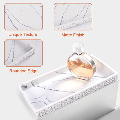 SZYRL Bathroom Vanity Tray Matte Vanity Tray Decor Perfume Trays Dresser Holder for Jewelry Candle Soap Plant Towel Cosmetic Organizer Rectangle Large Serving Tray