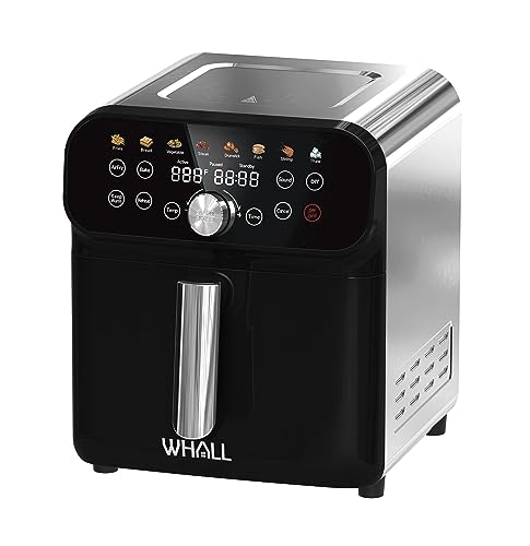 WHALL Air Fryer, 5.8QT Air Fryer Oven with LED Digital Touchscreen, 12-in-1 Cooking Functions Air fryers, Dishwasher-Safe Basket, Stainless Steel/BS