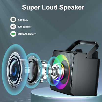 TodHeei Karaoke Machine, Portable Karaoke System for Kids Adults Bluetooth Karaoke Speaker with 2 Wireless Mics and Colorful Lights, Ideal Gifts for Girls Boys Party