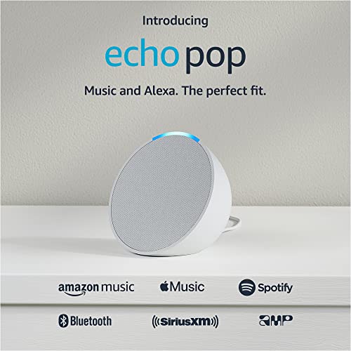 Introducing Echo Pop | Full sound compact smart speaker with Alexa | Glacier White