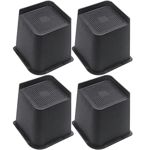 Twakashic Bed Furniture Risers 6 Inch, Bed Frame Risers Heavy Duty, Bed Elevators for Under Bed Storage, Lifts up to 5000LBS for Sofa Table Chair Couch (Set of 4, Black)