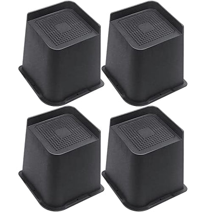 Twakashic Bed Furniture Risers 6 Inch, Bed Frame Risers Heavy Duty, Bed Elevators for Under Bed Storage, Lifts up to 5000LBS for Sofa Table Chair Couch (Set of 4, Black)