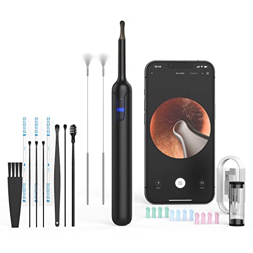 Ear Wax Removal Tool, Ear Cleaner Otoscope with Light, Ear Cleaning Kit with 12 Pcs Ear Set, Ear Wax Cleaner with 12 Ear Pick, Ear Camera for iPhone, iPad, Android Phones