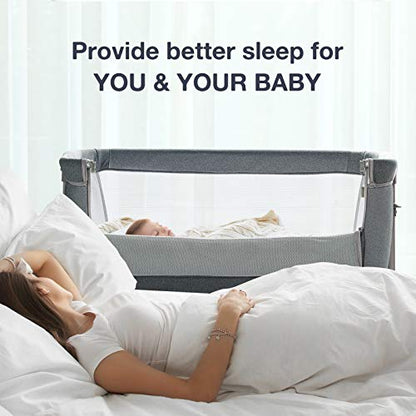 RONBEI Baby Bassinet Bedside Sleeper, Easy to Assemble Bassinets for Baby/Infants, Height Adjustable Bedside Bassinet for Newborn Baby