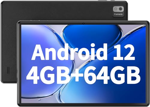 SGIN Android 12 Tablet, 10 Inch Tablet 4GB RAM 64GB ROM with 1280 * 800 IPS, Octa-Core 2.0GHz Processor, 2MP+5MP Dual Camera, 6000mAh, GPS, WiFi, Bluetooth 5.0, 256GB Expansion (Black)