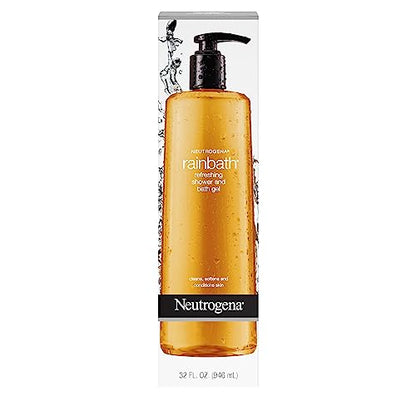 Neutrogena Rainbath Refreshing & Cleansing Shower & Bath Gel, Moisturizing Daily Body Wash Cleanser, Bath Gel & Shaving Gel for Soft Skin, Lathering Body Wash in Original Scent, 32 fl. oz