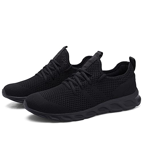 Tvtaop Tennis Shoes for Mens Athletic Running Shoes Lightweight Casual Sneakers Non Slip Walking Gym Sport Shoes Black,Mens Size 10