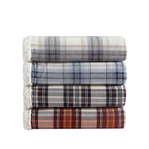 Eddie Bauer - Throw Blanket, Reversible Sherpa Fleece Bedding, Home Decor for All Seasons (Edgewood Red, Throw)