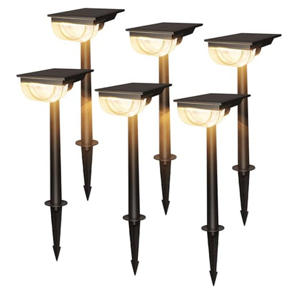 Consciot Solar Pathway Lights Outdoor 6 Pack, IP65 Solar Lights Outdoor Waterproof, Solar Garden Outdoor Solar Lights for Yard Path Walkway Driveway
