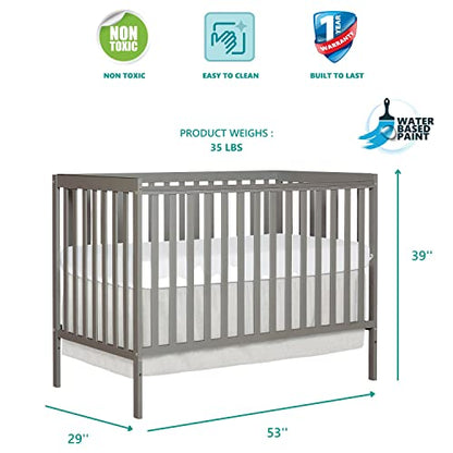 Dream On Me Synergy 5-in-1 Convertible Crib in Cool Grey, Greenguard Gold Certified
