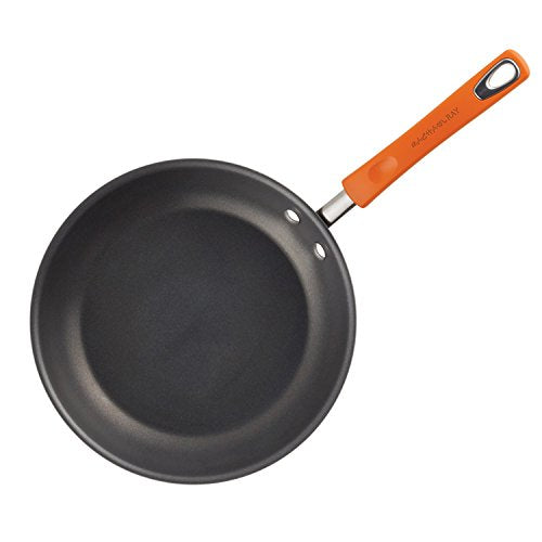 Rachael Ray Brights Hard Anodized Nonstick Frying Pan / Fry Pan / Hard Anodized Skillet - 8.5 Inch, Gray with Orange Handles