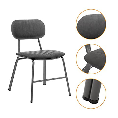 CangLong Home Laurette Collection Modern Style PU Upholstered (Set of 2) with Stainless Steel Frame & Legs, Grey Dining Chairs
