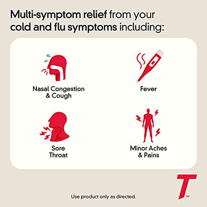 Tylenol Cold + Flu Severe Medicine Caplets for Cold & Flu Symptom Relief,Fever Reducer,Pain Reliever,Cough Suppressant,Nasal Decongestant & Expectorant with Acetaminophen,2 pks of 24 ct ea,48 ct