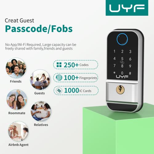 Keyless Biometric Fingerprint Digital Door Lock with Keypad and Fobs - For Homes, Hotels, Apartments