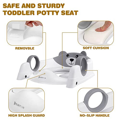 Kylinton® Potty Training Seat, Upgrade 2 in 1 Potty Training Toilet Seat and Step Stools for Kids, Splash Guard Anti-Slip Pad Potty Seat for Boys Girls, Triangle Foot Step Design Most Sturdy (Grey)