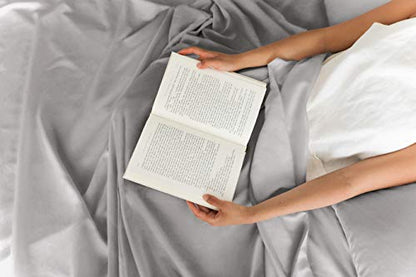 Queen Size Sheet Set - Breathable & Cooling - Hotel Luxury Bed Sheets - Extra Soft - Deep Pockets - Easy Fit - 4 Piece Set - Wrinkle Free - Comfy – Light Grey Bed Sheets - Queen Sheets – Fitted Sheets