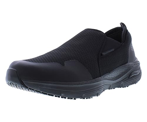 Skechers Men's Arch Fit Sr-Tineid Double Gore Slip on Health Care Professional Shoe, Black, 9