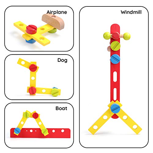 SainSmart Jr. Wooden Bench Wooden Workbench with Tools for Toddlers, Kids Creative Wooden Building Set Construction Toy for 3+ Years Old and up