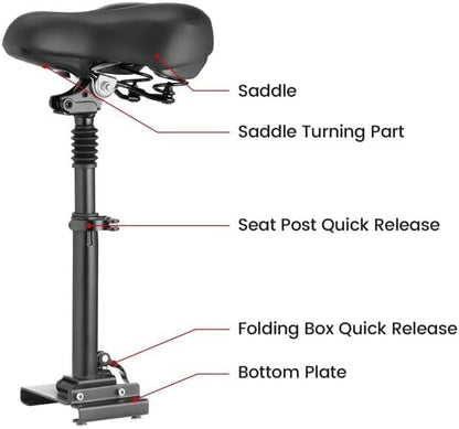 isinwheel S9 Max Electric Scooter with Seat,22 Miles Long Range and 18.6 MPH Portable Folding Commuting Scooter for Adults, Dual Suspension & Brakes, App and Scooter Bag