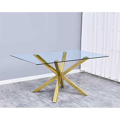Best Quality Furniture 5PC Dining Set (1 Table + 4 Chairs), White, Gold