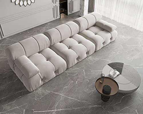 UPDATE: DEAD! JACH 104" Convertible Modular Sectional Sofa, Minimalist Mid-Century Velvet Sofas Couches, Luxury Modern 3-Seat Wide Couch Sectional for Living Room Bedroom Office Apartment (Beige)