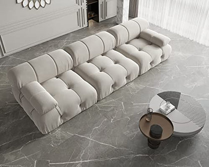 UPDATE: DEAD! JACH 104" Convertible Modular Sectional Sofa, Minimalist Mid-Century Velvet Sofas Couches, Luxury Modern 3-Seat Wide Couch Sectional for Living Room Bedroom Office Apartment (Beige)