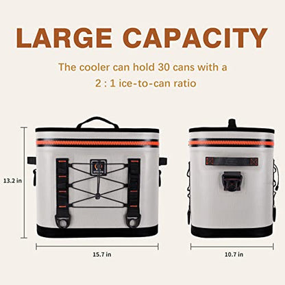 XYLOTO Soft Cooler 30 Cans Leak-Proof Cooler Bag, Waterproof Insulated Soft Sided Cooler Bag for Hiking, Camping, Sports, Picnics, Sea Fishing, Road Beach.