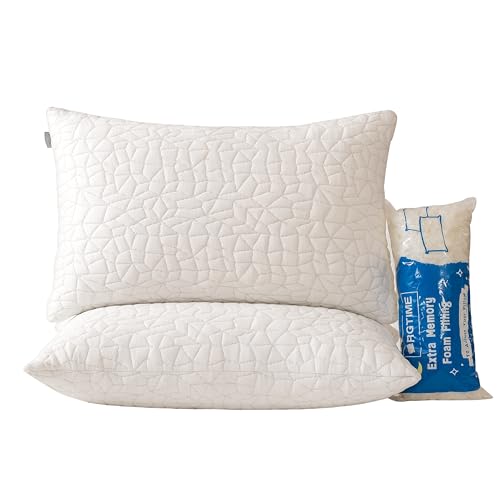 RGTIME Shredded Memory Foam Pillows, King Size Set of 2,Adjustable Bed Pillows for Side Back Stomach Sleepers,Comfy Cooling Pillows for Sleeping with Washable Cover…