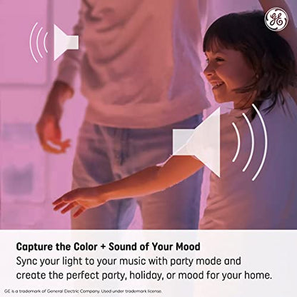 GE Lighting LED+ Color Changing Speaker LED Light Bulb with Remote, Multicolor + Soft White, A21 Standard Bulb