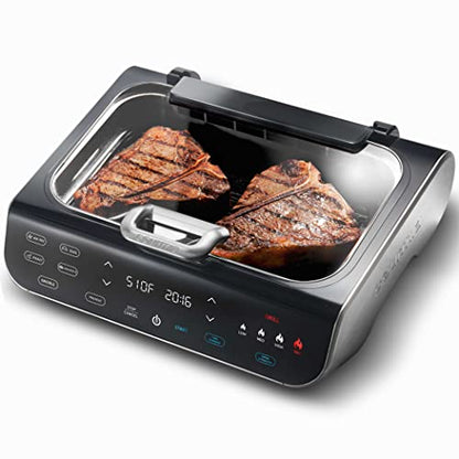 Gourmia Smokeless Indoor Grill & Air Fryer raclette grill with Smoke Extracting Technology Extra-Large Nonstick Cooking electric grill indoor Korean BBQ Style 6 Quart FoodStation™