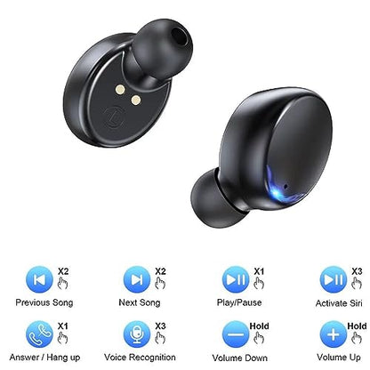 BMHOLU Wireless Earbuds with Large Charging Case and Phone Charging Function, IPX5 Waterproof, Hi-Fi Stereo Sound, Touch Control, for iOS/Android - Perfect for Active Lifestyle