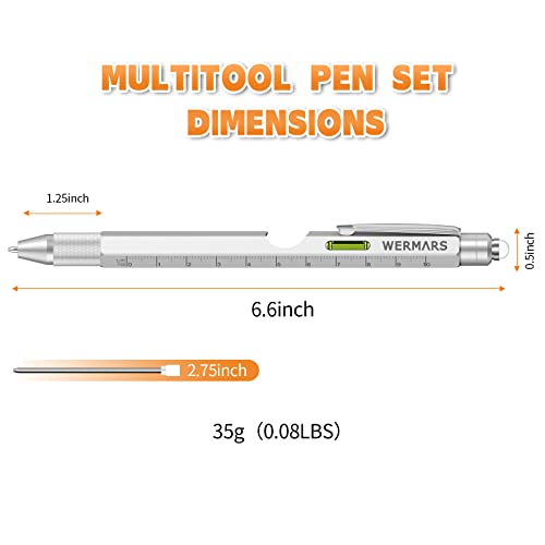 Stocking Stuffers for Adults-Gifts for Men, 9 in 1 Multitool Pen, Christmas Gift for Dad, Gifts for Him, Tool Gifts for Dad from Kids, Gifts for Husband, Boyfriend, Grandpa(Silver)