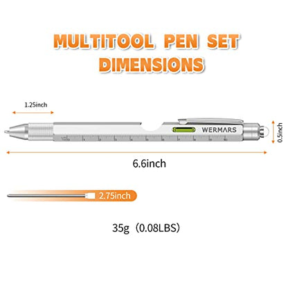 Stocking Stuffers for Adults-Gifts for Men, 9 in 1 Multitool Pen, Christmas Gift for Dad, Gifts for Him, Tool Gifts for Dad from Kids, Gifts for Husband, Boyfriend, Grandpa(Silver)