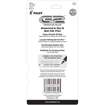 PILOT G2 Premium Refillable & Retractable Rolling Ball Gel Pens, Fine Point, Black Ink, 5-Pack (31078)