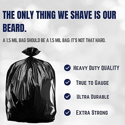 Plasticplace Trash Bags │ 1.5 Mil │ Black Heavy Duty Garbage Can Liners │ 50” x 48”, (100 Count)