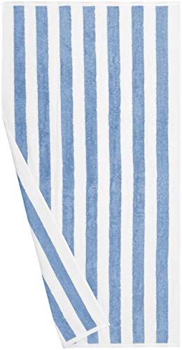 Amazon Basics Cabana Stripe Beach Towel, 2-Pack, Sky Blue, 60" x 30"