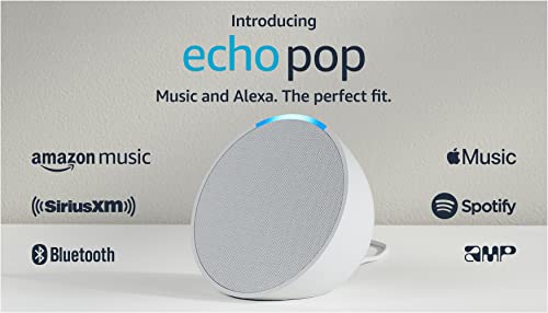 Introducing Echo Pop | Full sound compact smart speaker with Alexa | Glacier White