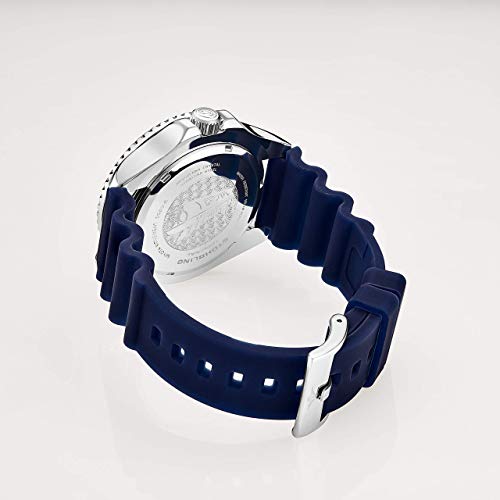 Stuhrling Original Men's Watch Dive Watch Blue 42 MM Silver Case with Screw Down Crown Rubber Strap Water Resistant to 330 FT (Blue)