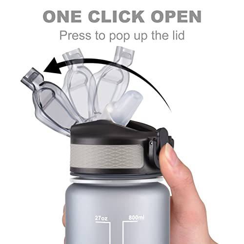 VOGVOG 2 Pack Water Bottles 64 Oz + 27 Oz, Sport Water Bottle with Straw & Time Marking,Gym Drinks Bottle, Half Gallon Motivational Water Jug for Women, BPA Free