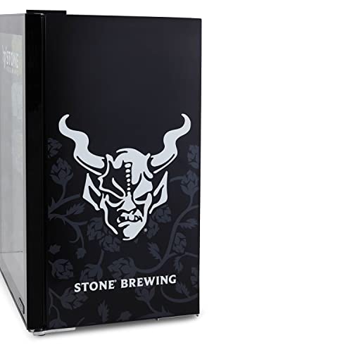 NewAir Beverage Refrigerator Cooler with 126 Can Capacity - Mini Bar Beer Fridge with Right Hinge Glass Door - Cools to 37F - Stone Brewing Black Custom Design